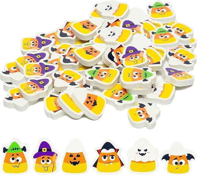 Product shot of a number of halloween erasers