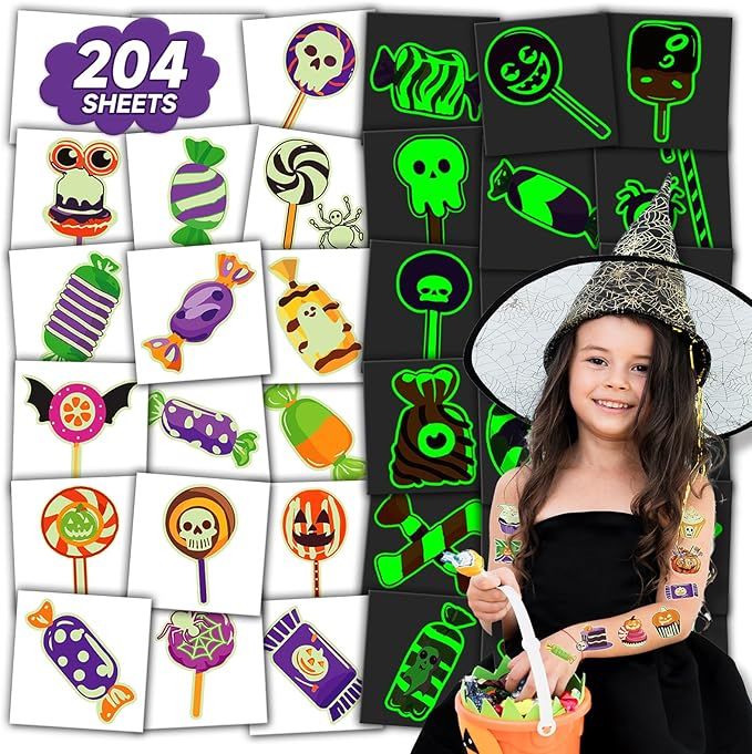 A product shot of Halloween themed temporary tattoos